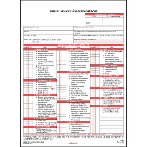 Buy Annual Vehicle Inspection Report Form Pk Snap Out Format