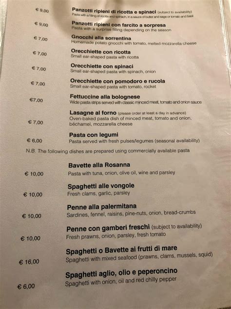 Menu Da Trattoria Di De Fiore Ristorante Catania