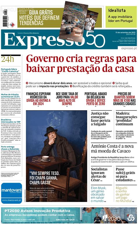 Expresso 15 set 2023 Jornais e Revistas SAPO pt Última hora e