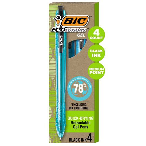 Bic Ecolutions Ocean Bound Plastic Gel Pens Medium Point Mm