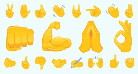 Hand emojis gestures icons set gesture Royalty Free Vector