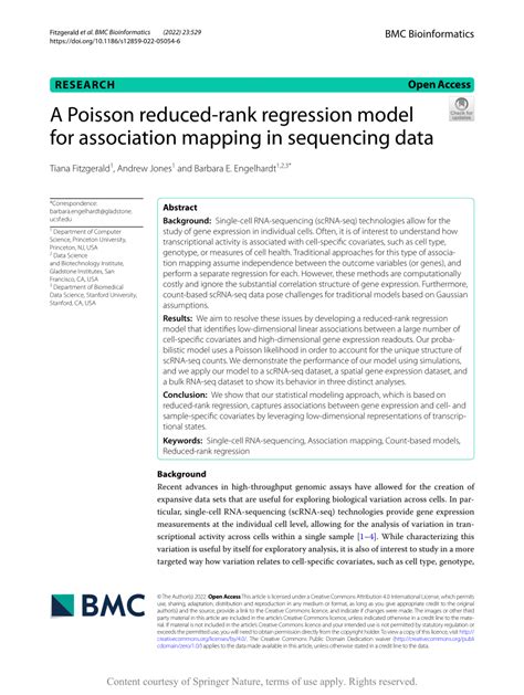 PDF A Poisson Reduced Rank Regression Model For Association Mapping