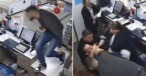 Incredible Moment Post Office Heroes Tackle Armed Thief Mid Robbery