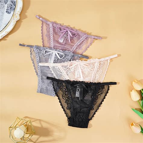 Bragas C Modas De Algod N Con Lazo Para Mujer Bikini De Tiro Bajo Lencer A
