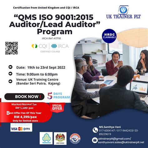 QMS ISO 9001 2015 AUDITOR LEAD AUDITOR TRAINING UK TRAINER PLT