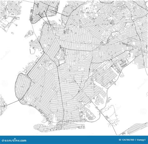 Brooklyn Map, New York City, Streets And District. Usa Vector