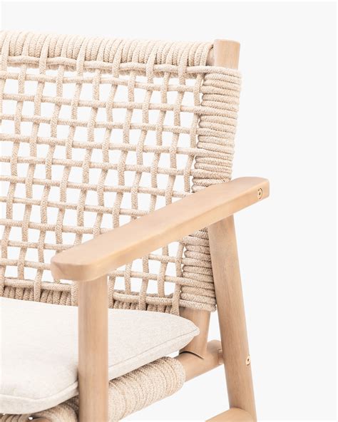 Silla de jardín madera y cuerda beige Defora Home