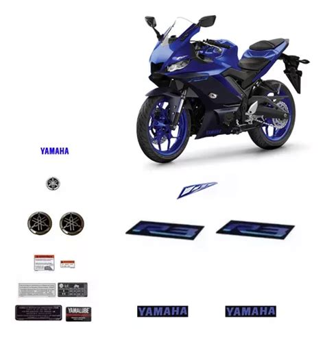 Kit De Adesivos Emblemas Yzf R Azul Original Yamaha