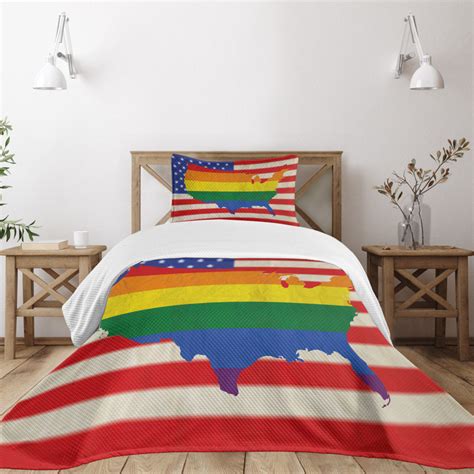 Ambesonne Pride Bedspread Set Pcs USA Flag Gay Rights Twin Multicolor Wayfair
