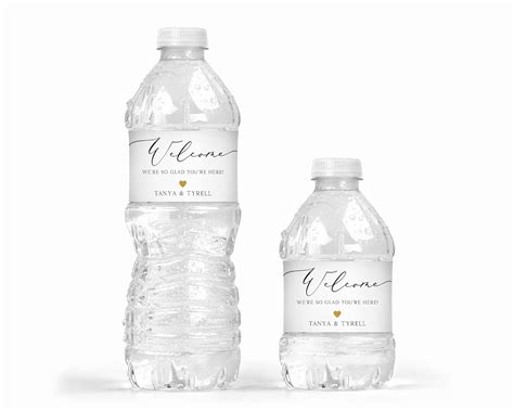 Water Bottle Labels Welcome Wedding Labels Gold Heart