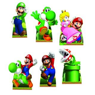 Super Mario Kit 1 Quadro Mosaico 6 Totens De Mesa Em Mdf