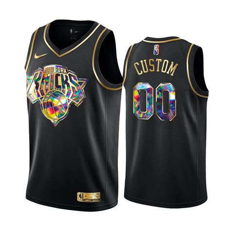 knicks custom diamond logo black   jersey nba  season