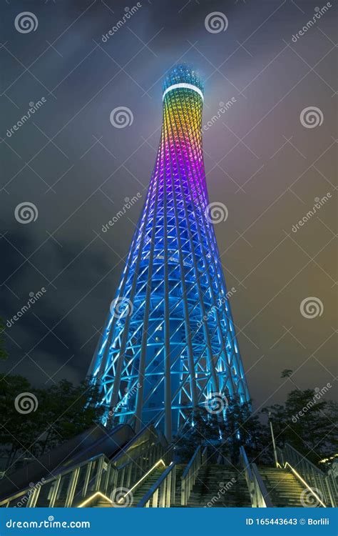 Canton Tower with Lights in the Night Editorial Stock Photo - Image of ...