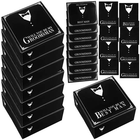 Saiweilai Online 24 Pieces Groomsmen Proposal Box Set Of 8 Groomsmen Box 8x8x4 Inch With 8 Will