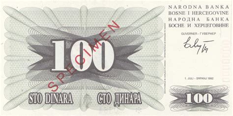 100 Dinara Bosnia Y Herzegovina Numista