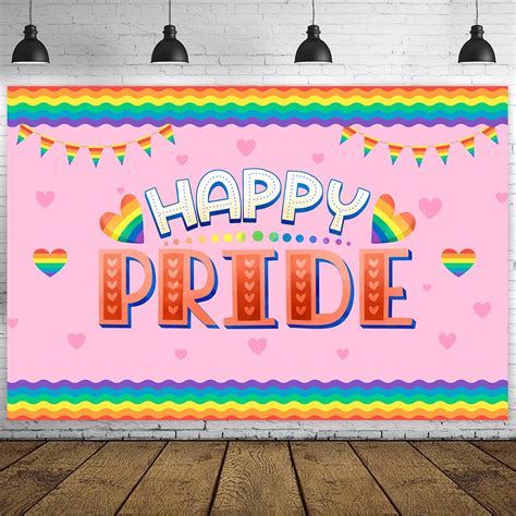 Happy Pride Banner Gay Pride Decorations Love Rainbow Heart