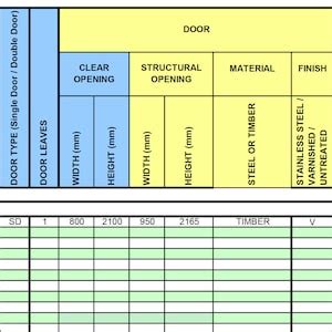 Door Schedule Template in Excel - Etsy