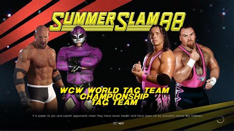 Wwe K Rey Mysterio Goldberg Vs Hart Foundation Tag Team Match For Wcw