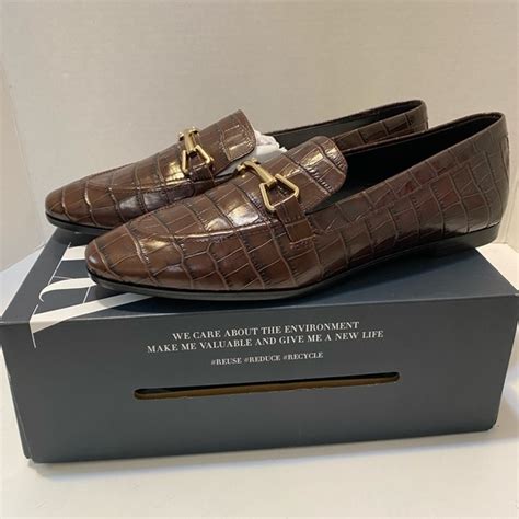 Zara Shoes Zara Brown Metal Buckle Loafers Crocodile Print Sz 8