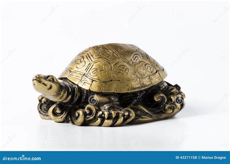 Feng Shui Golden Metal Turtle on White Stock Photo - Image of asian, statue: 43271158