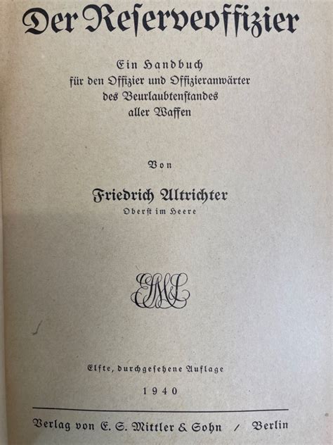 Der Reserveoffizier Ein Handbuch F R Den Offizier Und