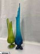 Two Glass Vases Tallest 22 Christys