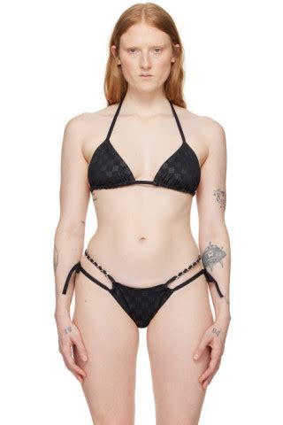 Black Monogram Bikini Top By MISBHV On Sale