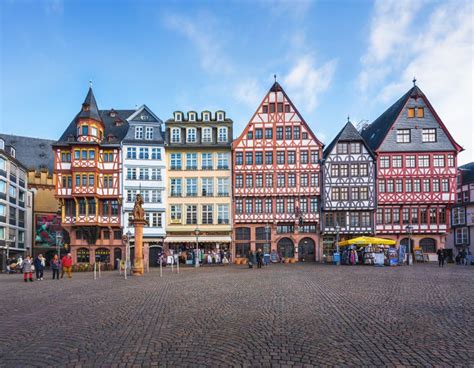 Colorful Half Timbered Buildings At Romerberg Square Frankfurt