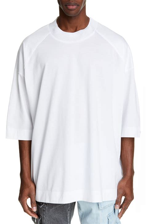 Juunj Oversize Mock Neck T Shirt In White Modesens Mock Neck And T