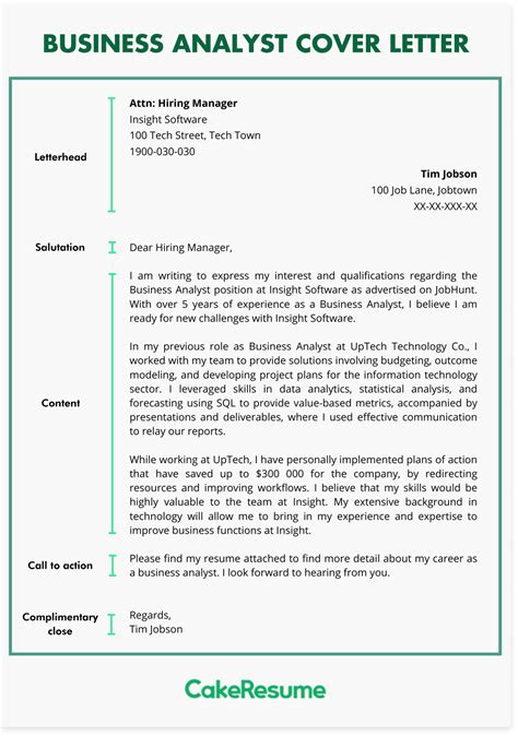 Business Analyst Cover Letter Samples Templates Tips CakeResume