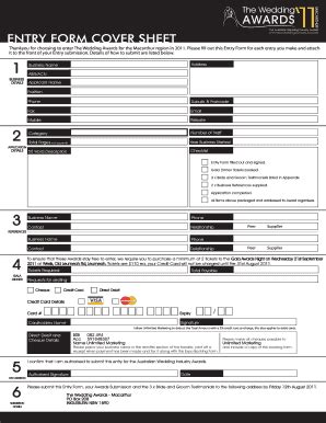 Fillable Online Entry Form Cover Sheet MAC 2011 Fax Email Print PdfFiller