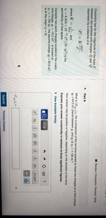 Solved Review Constants I Periodic Table Coulomb S Law For Chegg
