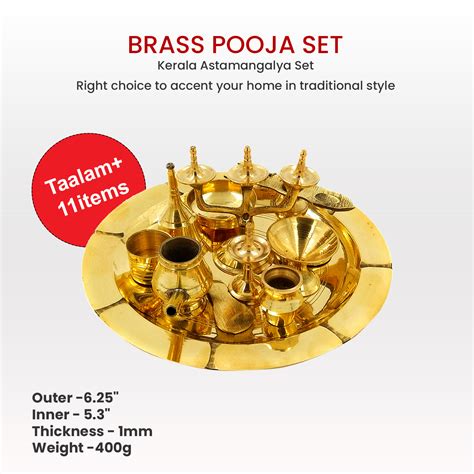 Mannar Craft Store Brass Pooja Thali Set Complete Puja Plate Set