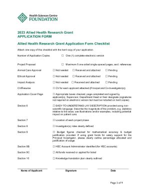 Fillable Online Allied Health Research Grant Application Form Fax