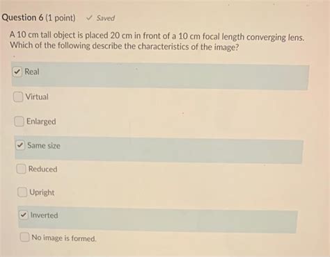 Solved Question Point Saved A Cm Tall Object Is Chegg