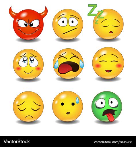 Set Of Emoticons Royalty Free Vector Image Vectorstock