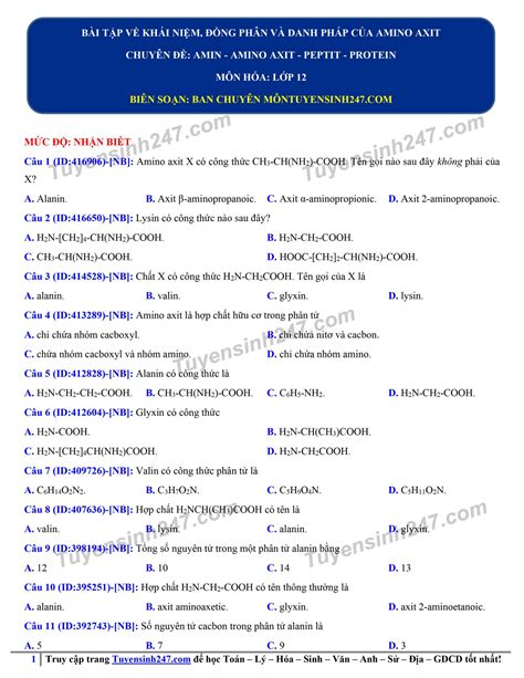 SOLUTION Ts247 Dt Bai Tap Ve Khai Niem Dong Phan Va Danh Phap Cua