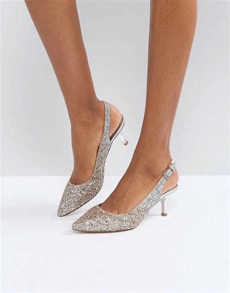 Coast Glitter Pointed Kitten Heel Shoes Asos Kitten Heel Shoes