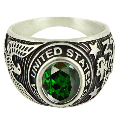 Chevali Re Universitaire Homme Argent Vintage Zirconium Vert Meraude