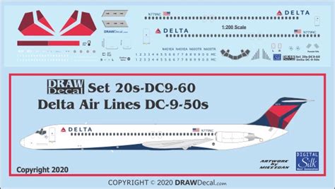 Mcdonnell Douglas Dc 9 50 Delta Air Lines Draw Decal 20 Dc9 60