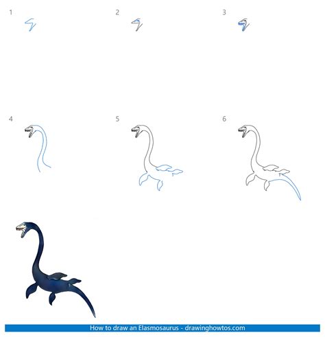 How To Draw An Elasmosaurus Step By Step Easy Drawing Guides