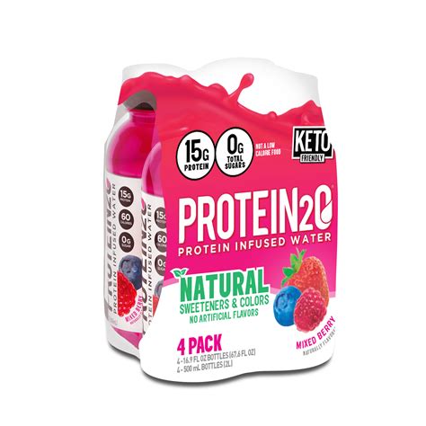 Protein2o Electrolytes 15g Whey Protein Infused Water Mixed Berry 169 Oz Bottle 4 Count