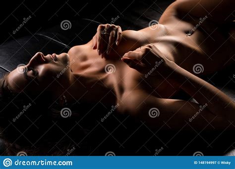 Nude Beautiful Woman On Black Background Stock Image Image Of Cool Femininity