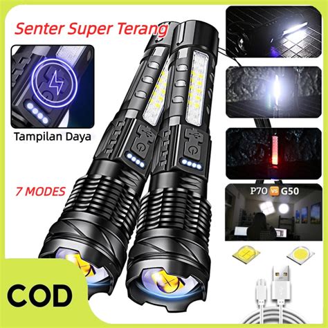 Jual CODSenter Super Terang XHP90 Senter Super Terang LED Anti Air