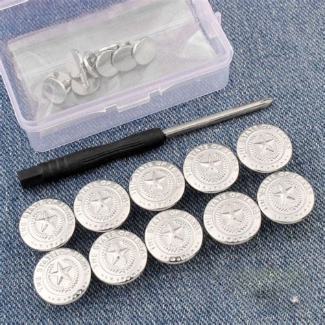 10pcs Replacement Jeans Buttons Removable Pants Pins Portable Repair