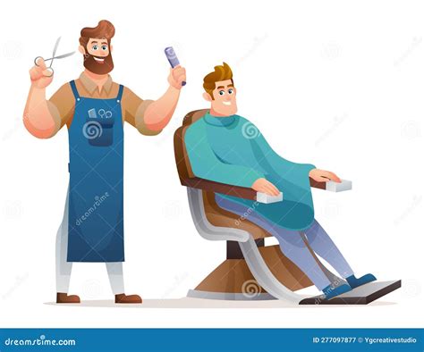 Professional Barber With Customer Stock Vector Illustration Of Client