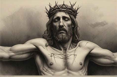 Premium Photo Jesus Wearing A Crown Of Thorns As A Sacrifice