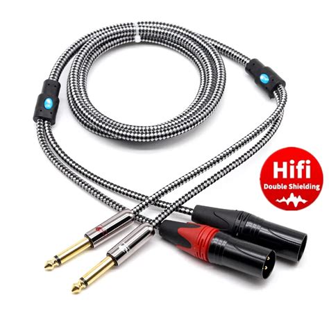 Kabel Audio Hifi podwójny 1 4 TS Mono 6 35mm Jack na 2 XLR 3 pinowy