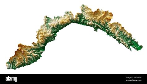 Liguria A Region Of Italy Detailed D Rendering Of A Shaded Relief