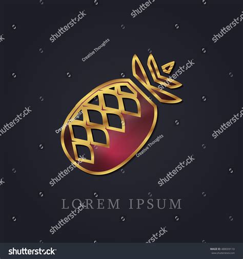 Pineapple Red Ruby Golden Frame Precious Stock Vector Royalty Free